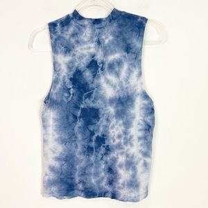 SPIRITUAL GANGSTER BLUE TIE DYE SLEEVELESS SHIRT SZ SMALL